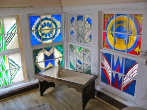 Painted windows in the Mabel Dodge Luhan House by Susan Manlin Katzman
