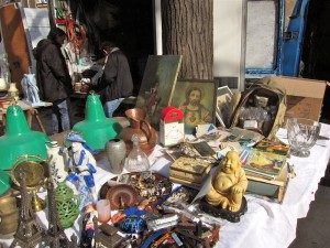 Much stuff for sale at the Marché aux Puces de la Porte de Vanves in Paris