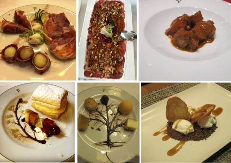 Tapas with Iberia ham, pork carpaccio, lamb stew and luscious desserts represent typical dishes found in Caceres. 