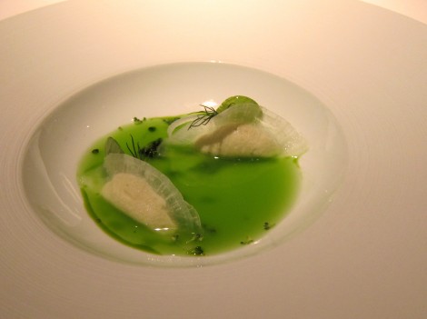 CUCUMBER Open ravioli, green apple, herring and celery