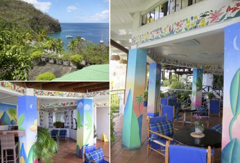 Piti Piton Bar at Anse Chastanet Collage by Susan Manlin Katzman