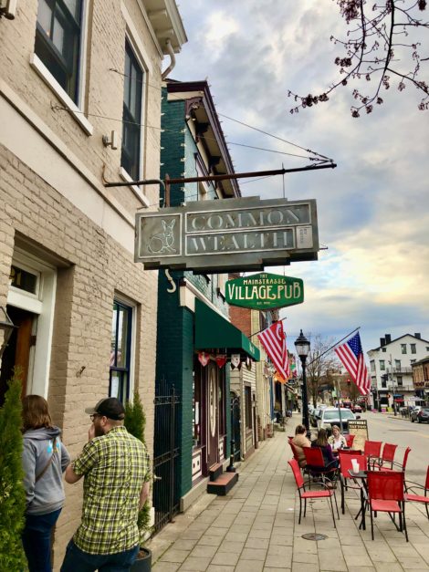 Main Street in Covington with entrance to Commonwealth Bistro