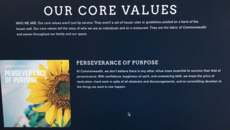 Statement of Commonwealth Bistro Perseverance of Purpose value.