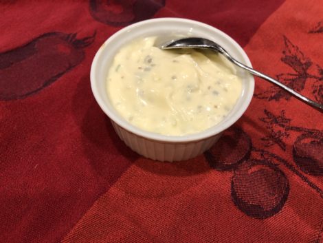 A bowl of creamy Lemon Oregano Aioli