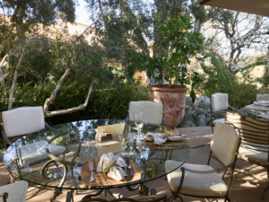 Table set for al fresco lunch at Cal-a-Vie.