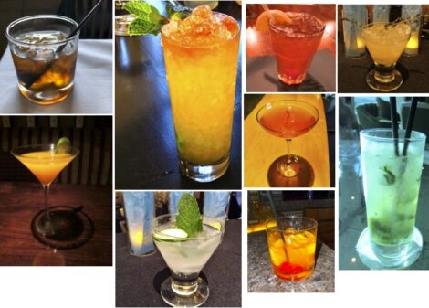 Collage of colorful cocktails.
