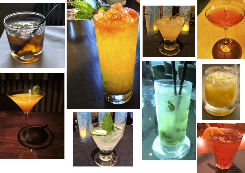 Collage of colorful cocktails.