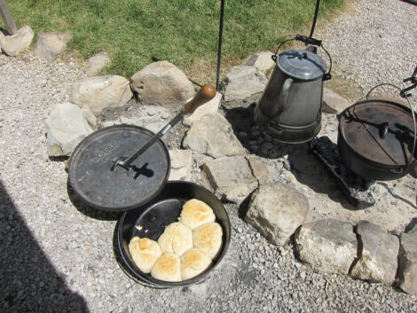 Biscuits cooked over and open fire.