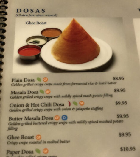 Dosa from Mayura's Menu