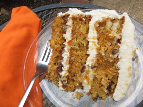 A slice of carrot cake.