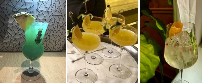 A collage of creative cocktails/