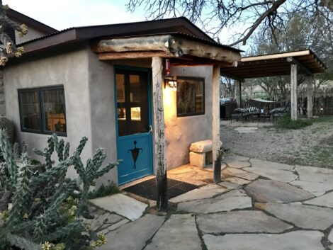 The front door of a cottage at Canyon of the Ancients Guest Ranch 