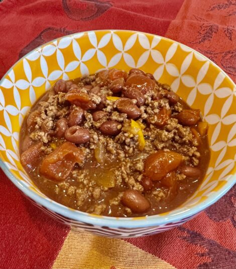 A bowl of Chocolate/Coffee Chili