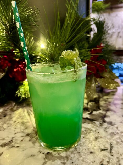 The Resting Grinch Face bright green cocktail 