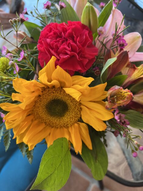 A bucket full of flowers