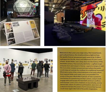 A collage of the exhibit's signage.